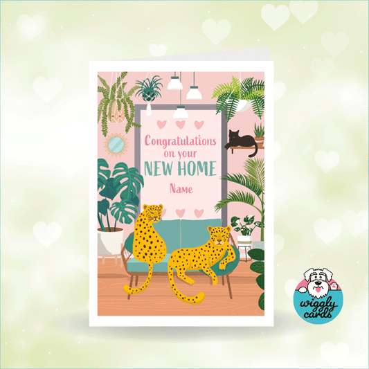 Tropical leopard new home card