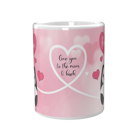 Panda love you to the moon & back mug pink