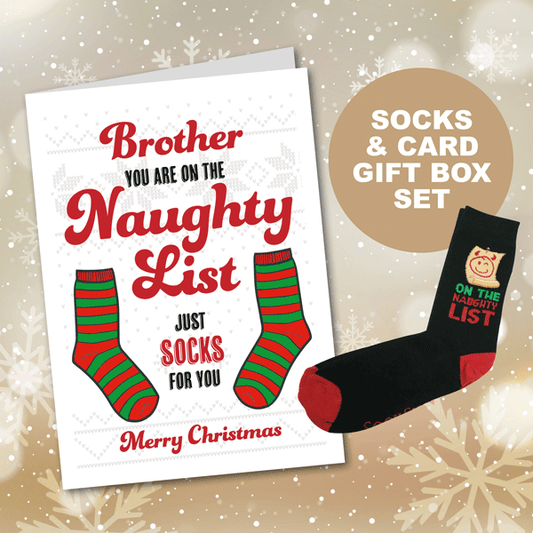 Naughty List Christmas card & socks boxset