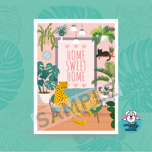 Tropical leopard Print A4, home sweet home