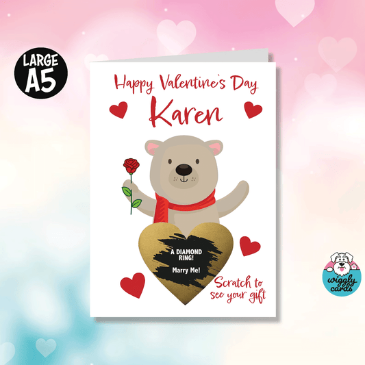 Cute Bear scratch to reveal gift Valentine's Day card