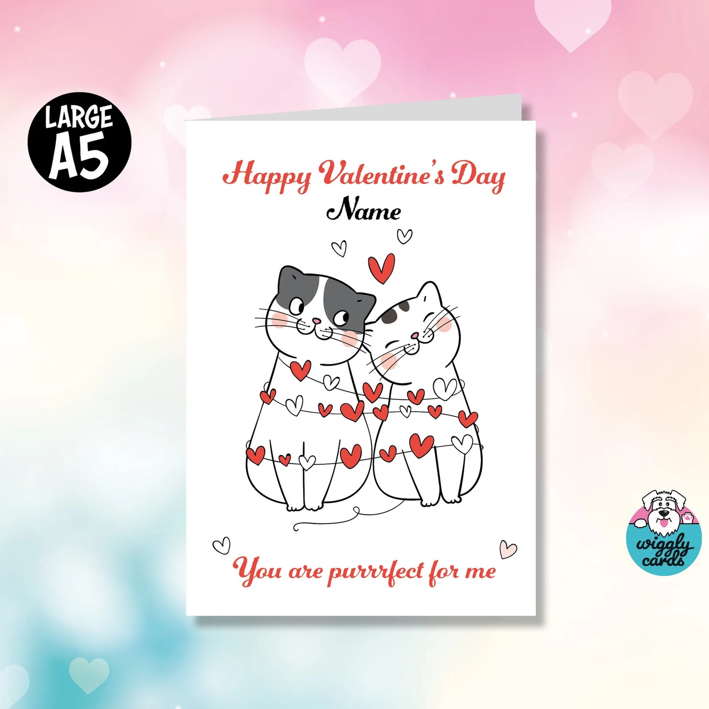 Cute cats in love personalised Valentine's Day card
