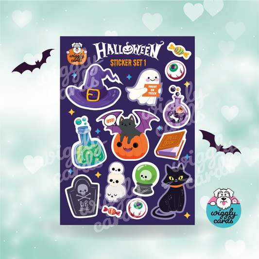 Spooky Halloween stickers A5 size sheet