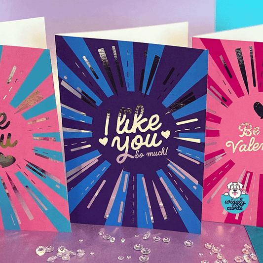 I like you so much - Valentine's Day card with silver foil