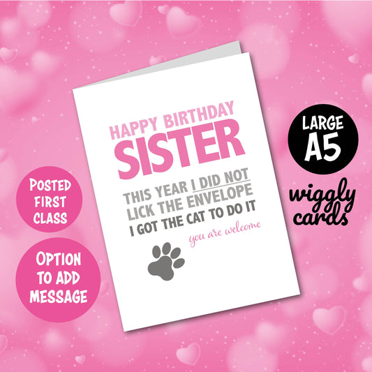 Cat licked the envelope birthday card