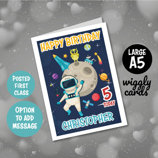 Astronaut kids birthday card