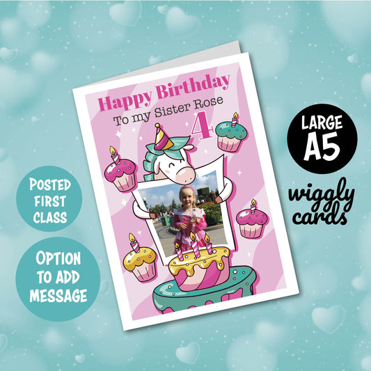 Unicorn cake birthday card