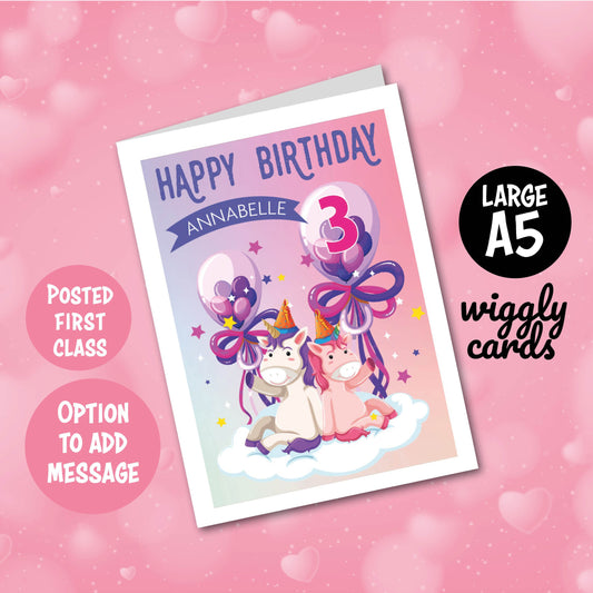 Cute unicorn birthday card