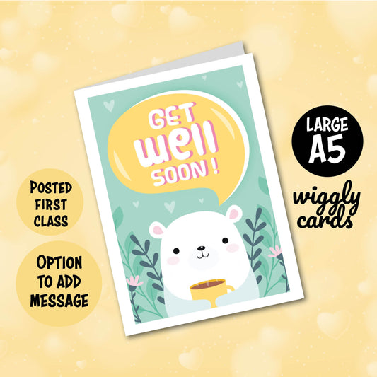 Cute bear get well soon card