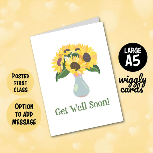Pretty sunflowers floral get well soon card