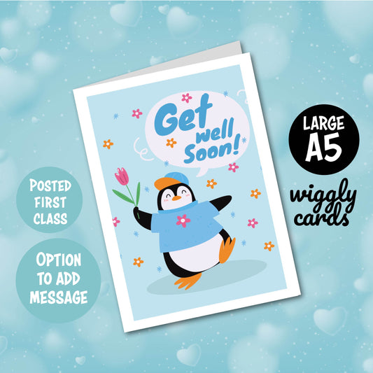 Cute penguin get well soon card