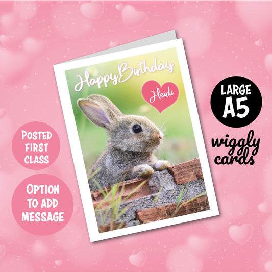 Brown rabbit birthday card