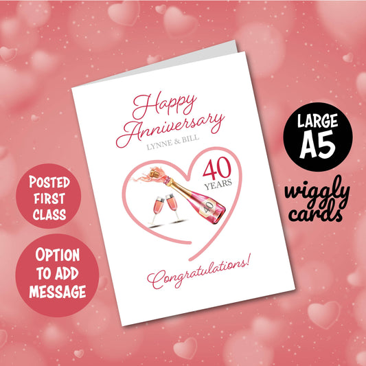 40 Forty year celebration Ruby Anniversary card