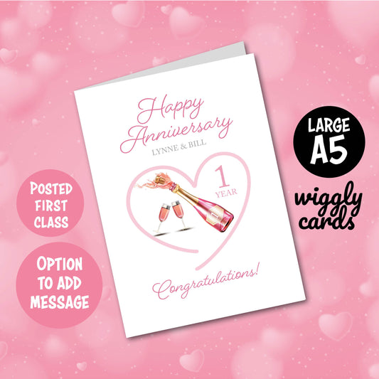 Champagne Anniversary personalised card