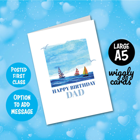 Sailing boat birthday card for Dad