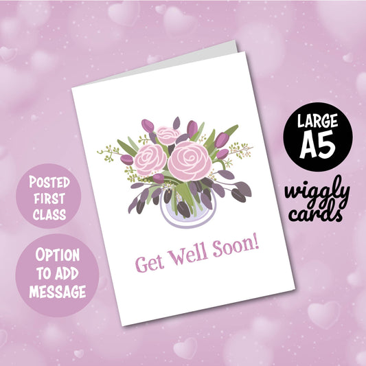 Roses and tulips floral get well soon card