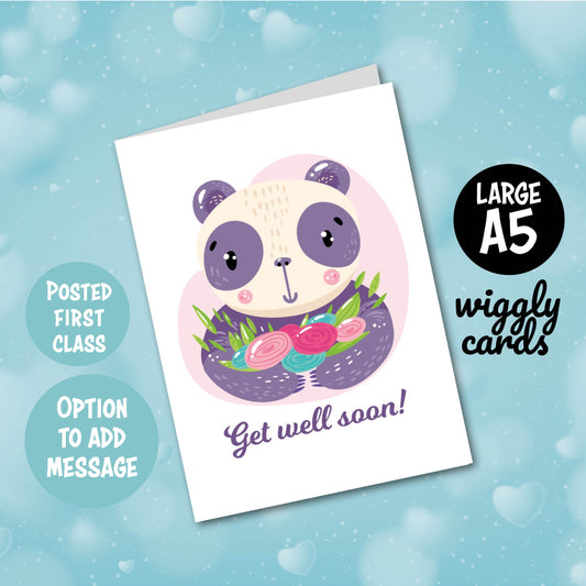 Cute panda get well soon card
