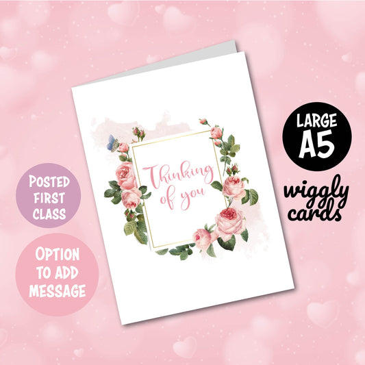 Thinking of you pink roses sympathy card