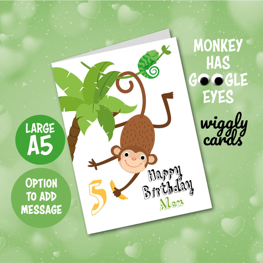 Google Eyes Jungle monkey birthday card