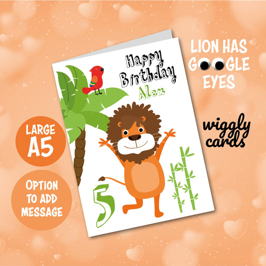 Google Eyes jungle lion birthday card