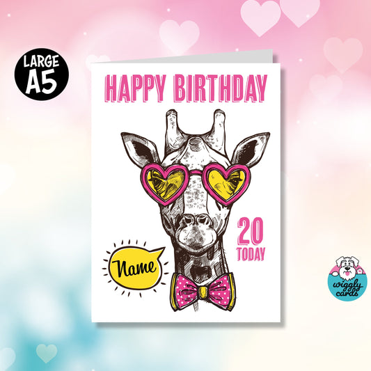 Giraffe in sunglasses birthday card