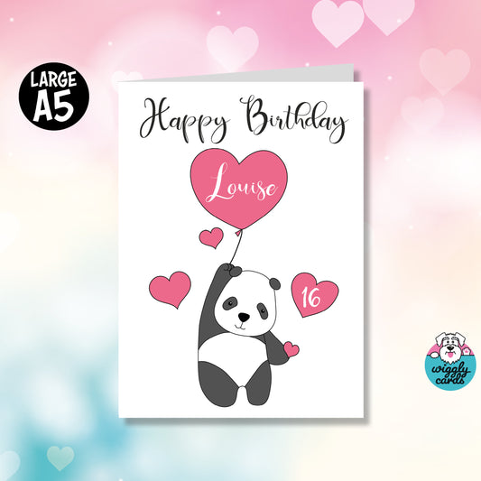Panda Love you to the moon birthday card