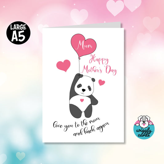 Panda love you to the moon mothers day card