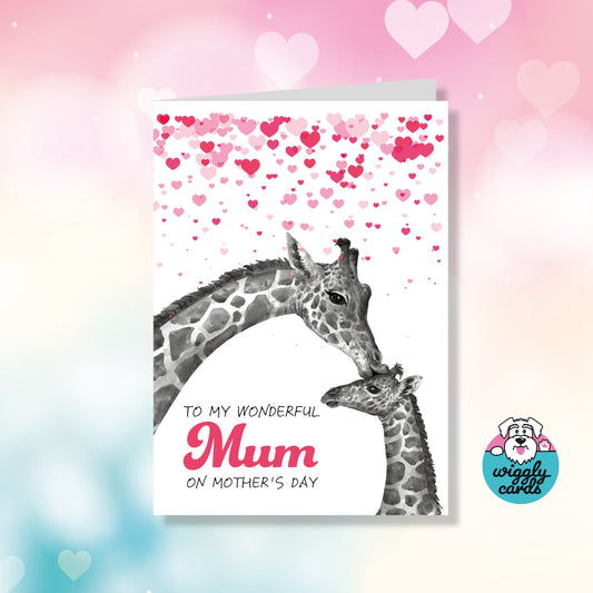 Mum and baby giraffe mothers day card