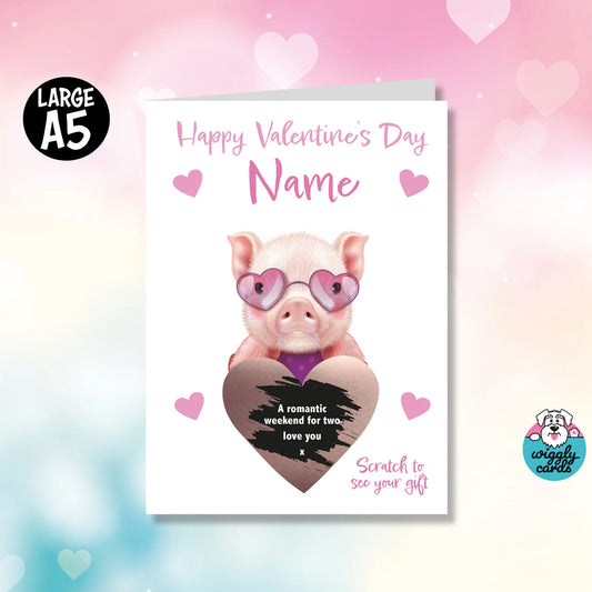 Cute pig - scratch to reveal gift Valentine's Day card