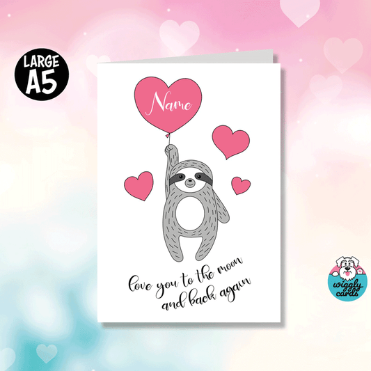 Cute sloth love you to the moon - Valentine's Day card