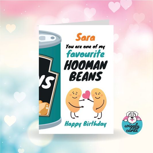 Favourite hooman bean personalised birthday card